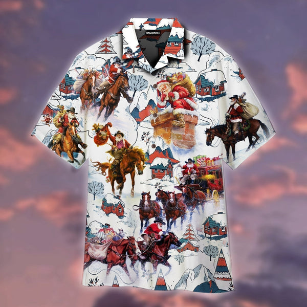 Vintage Santa Cowboy Aloha Hawaiian Shirt | For Men & Women | HW704-BehighStyle