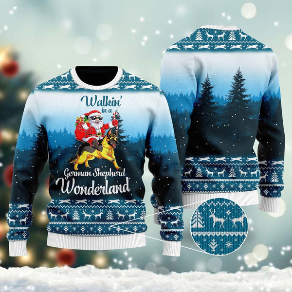 Walking In A German Shepherd Wonderland Ugly Christmas Sweater | For Men & Women | Adult | US1555-BehighStyle