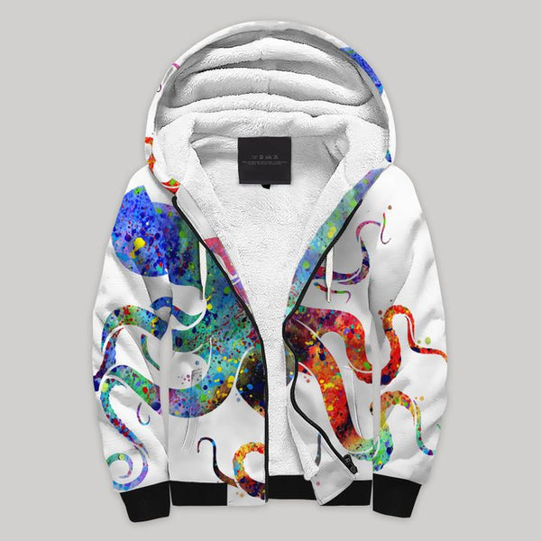 Watercolor Octopus Fleece Zip Hoodie All Over Print | FZ762