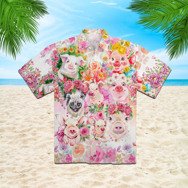 Watercolor Pig Flower Tropical Hawaiian Shirt | For Men & Women | HW372-BehighStyle