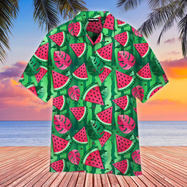 Watermelon Slices And Tropic Leaves Hawaiian Shirt | For Men & Women | HW2386-BehighStyle