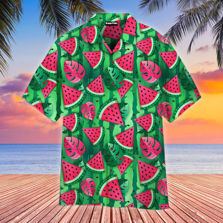 Watermelon Slices And Tropic Leaves Hawaiian Shirt | For Men & Women | HW2386-BehighStyle