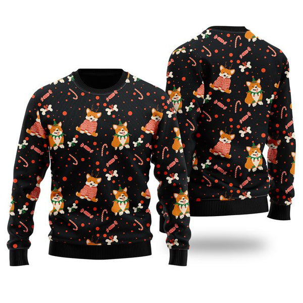 Cute Corgi Dog Lovers Merry Christmas Ugly Christmas Sweater | Adult | US2594