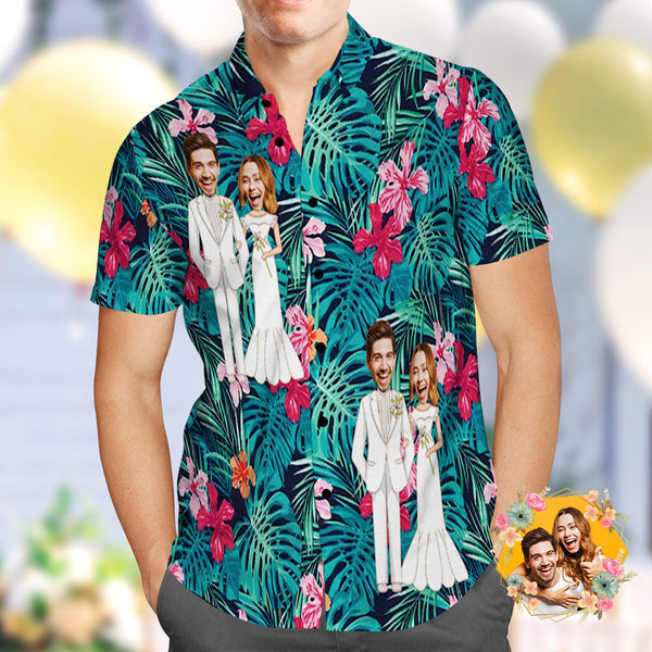 Wedding Flower Custom Photo Hawaiian Shirt | P143