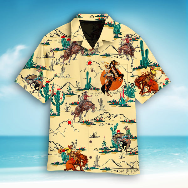 Western Cowboy Hawaiian Shirt With Pocket| SP1078