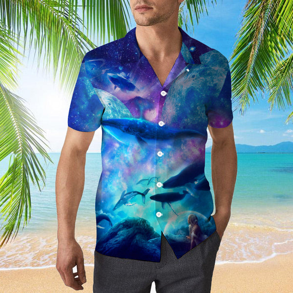 Whale Blue Galaxy Neon Hawaiian Shirt | For Men & Women | HW1985-BehighStyle