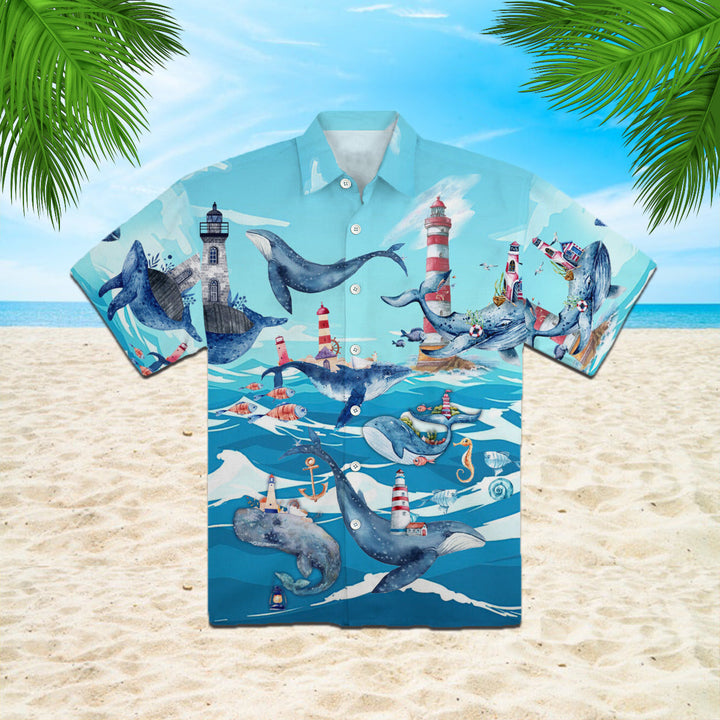 Whale Love Ocean Love Sky Hawaiian Shirt | For Men & Women | HW1003-BehighStyle