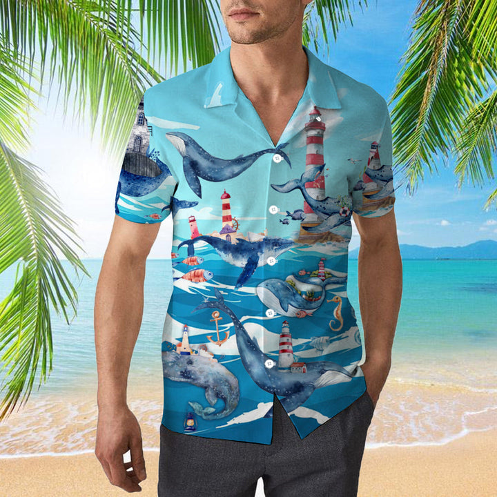 Whale Love Ocean Love Sky Hawaiian Shirt | For Men & Women | HW1003-BehighStyle