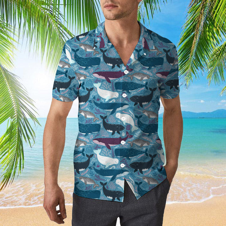 Whales With Marine Mammals Under Sea Hawaiian Shirt | For Men & Women | HW946-BehighStyle