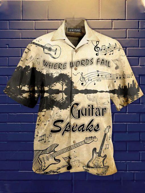Where Words Fail Guitar Speaks Vintage Hawaiian Shirt | For Men & Women | HW2320-BehighStyle