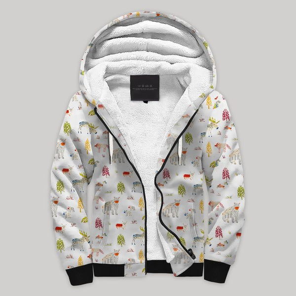 Whimsical Fleece Zip Hoodie All Over Print | FZ872