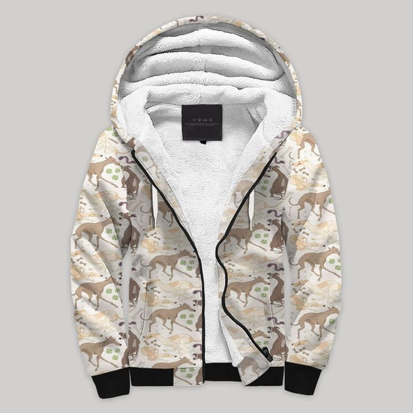 Whippet Puppies Fleece Zip Hoodie All Over Print | FZ743