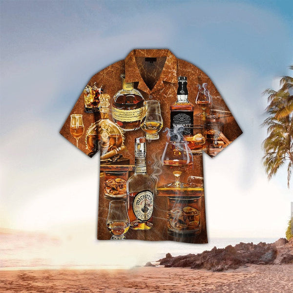 Whiskey & Food Pattern Hawaiian Shirt | HW3195