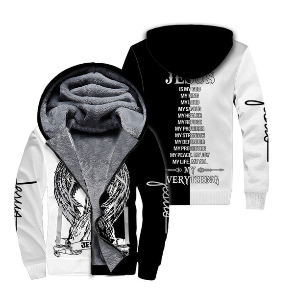 White Black Jesus Fleece Zip Hoodie All Over Print | FZ472