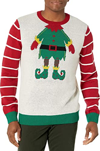 White Heather Elf Head Shot Ugly Christmas Sweater | Adult | US1900