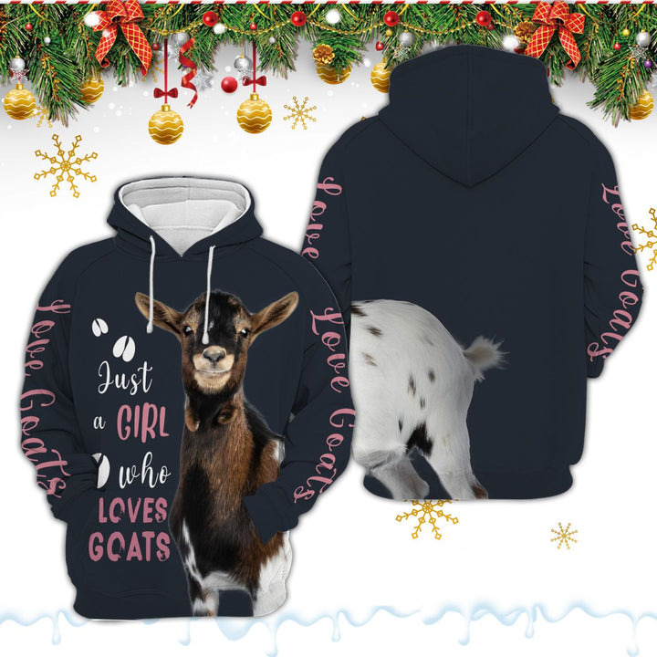 Who Loves Goat Just A Girl Christmas Trees 3D All Over Print | For Men & Women | Adult | HP2011-BehighStyle