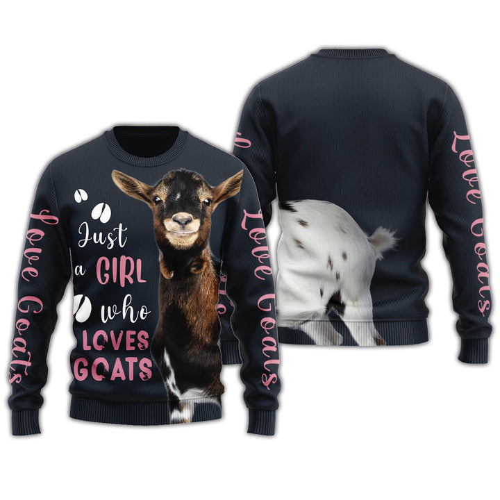 Who Loves Goat Just A Girl Christmas Trees Ugly Christmas Sweater | For Men & Women | Adult | US1628-BehighStyle