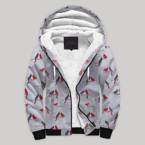 Winter Cardinal Fleece Zip Hoodie All Over Print | FZ913