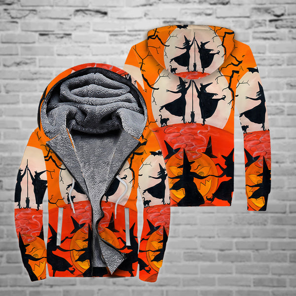 Witches Dancing Halloween Fleece Zip Hoodie All Over Print | FZ339