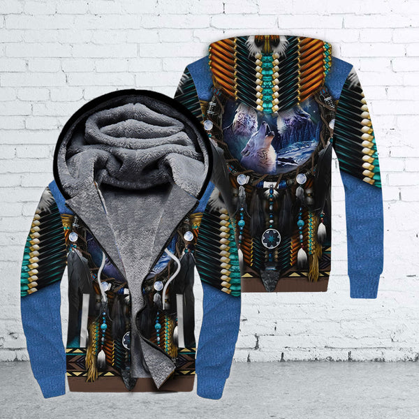 Wolf Blue Dreamcatcher Fleece Zip Hoodie All Over Print | For Men & Women | FZ201-BehighStyle