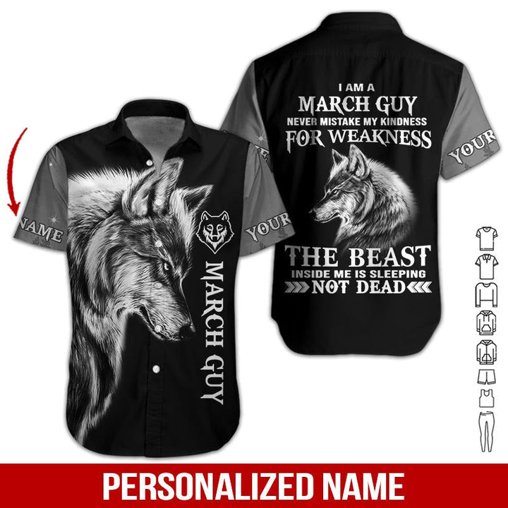 Wolf March Guy Custom Name Hawaiian Shirt | For Men & Women | HN572-BehighStyle