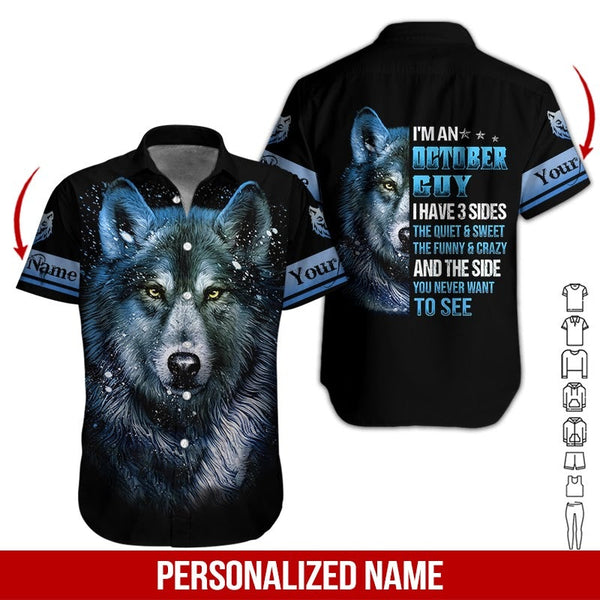 Wolf October Guy Custom Name Hawaiian Shirt | For Men & Women | HN654-BehighStyle