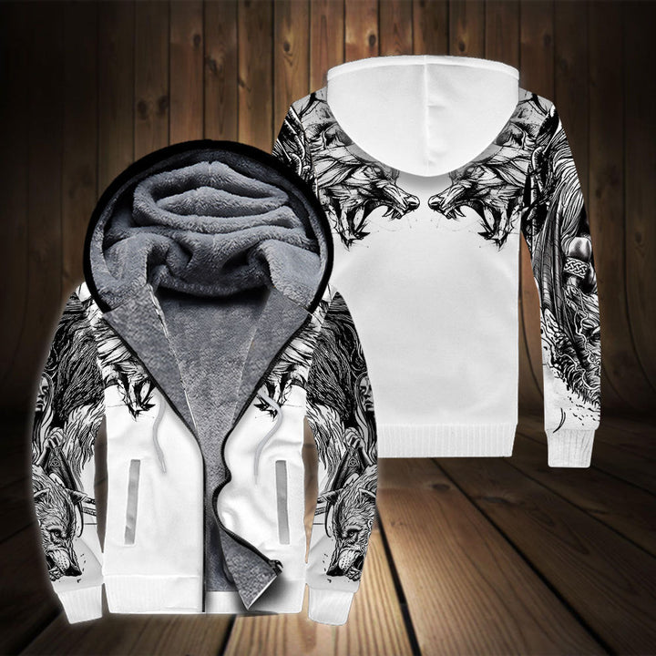 Wolf Tattoo Fleece Zip Hoodie All Over Print | For Men & Women | FZ102-BehighStyle