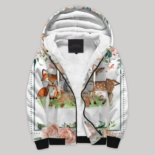 Woodland Animal Blanke Fleece Zip Hoodie All Over Print | FZ1083