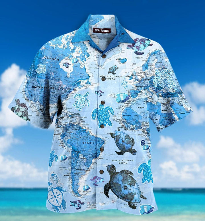 World Map Sea Turtles Hawaiian Shirt | For Men & Women | HW1847-BehighStyle