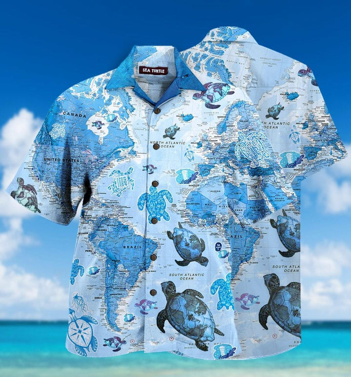 World Map Sea Turtles Hawaiian Shirt | For Men & Women | HW1847-BehighStyle