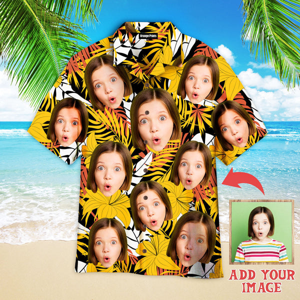 Yellow Flower Tropical Custom Photo Hawaiian Shirt | P283