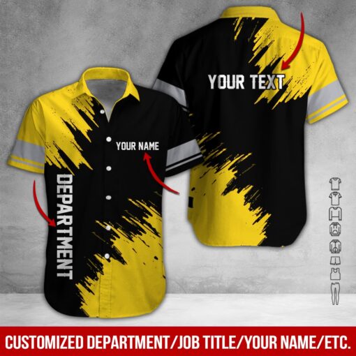 Yellow Heavy Equipment Custom Name And Department Hawaiian Shirt | For Men & Women | HN477-BehighStyle