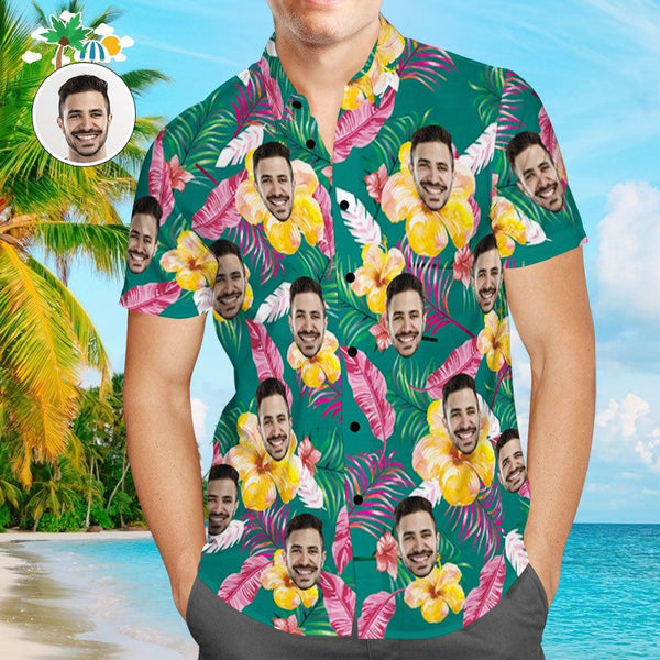 Yellow Plumeria Flower Custom Photo Hawaiian Shirt | P332