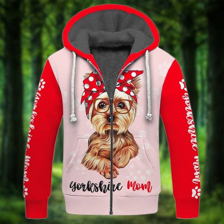 Yorkshire Dog Mom Fleece Zip Hoodie All Over Print | For Men & Women | FZ184-BehighStyle