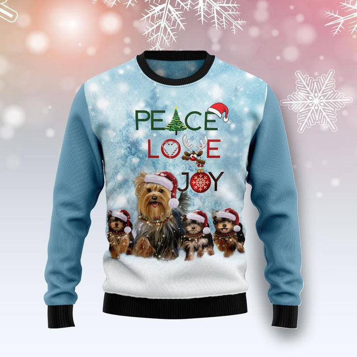 Yorkshire Terrier Peace Love Joy Ugly Christmas Sweater | For Men & Women | Adult | US1099-BehighStyle