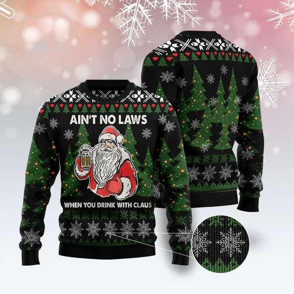 Aint No Laws When You Drink With Claus Ugly Christmas Sweater | Adult | US2456