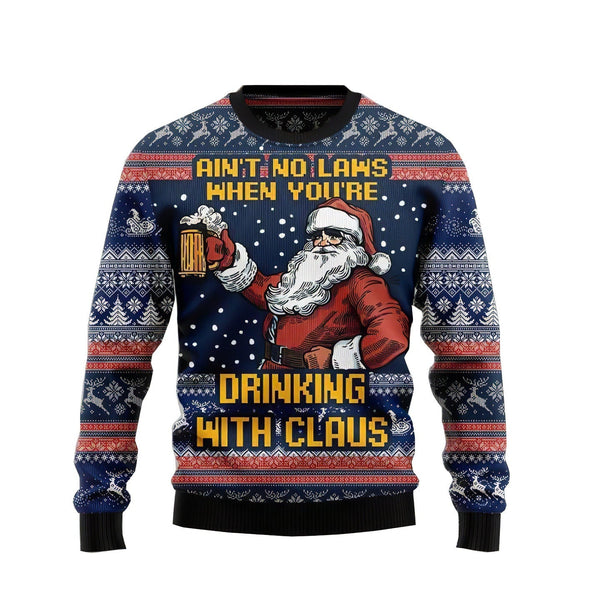 Ain’t No Laws When You’re Drinking With Claus Ugly Christmas Sweater | Adult | US2489