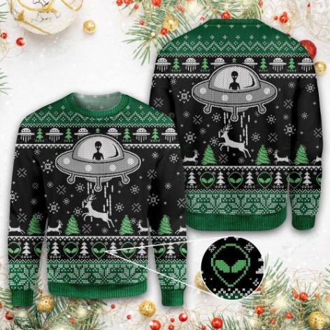 Alien And Deer Ugly Christmas Sweater | Adult | US2457