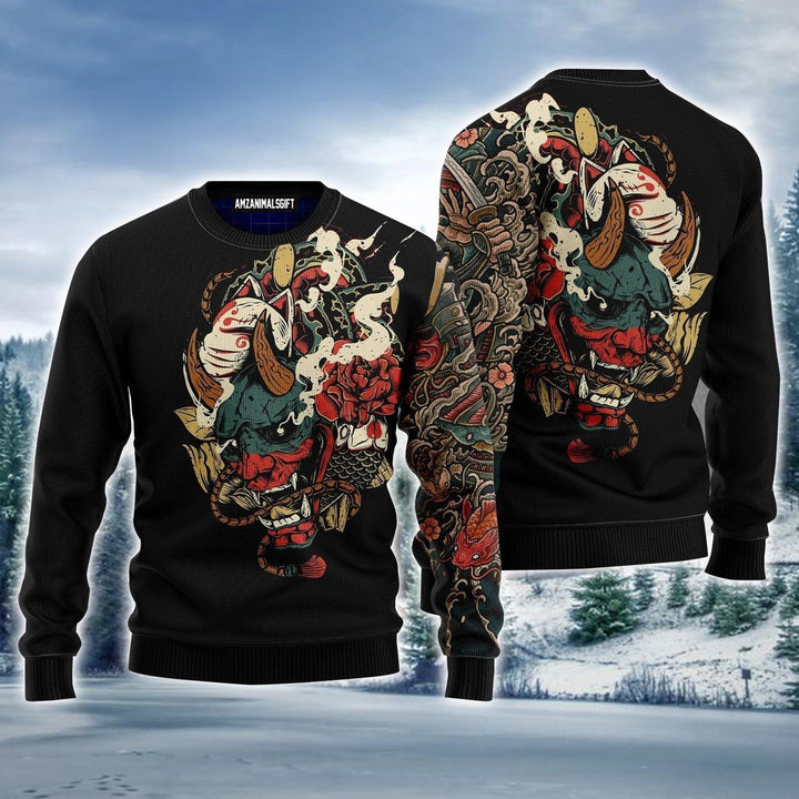 Samurai Tattoo Ugly Sweater For Men & Women, Perfect Outfit For Christmas New Year Autumn Winter