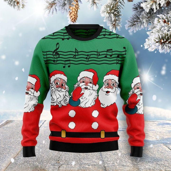 Christmas Santa Claus And Music Notes Ugly Christmas Sweater | Adult | US2641