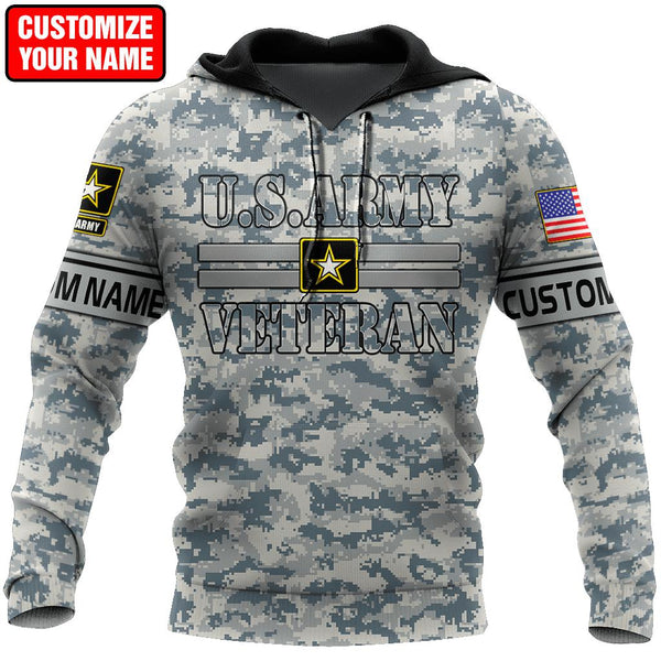 US Army Veteran Personalized Name 3D All Over Printed Unisex Hoodie | Adult | CN402