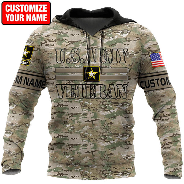 US Army Veteran Personalized Name 3D All Over Printed Unisex Hoodie | Adult | CN404