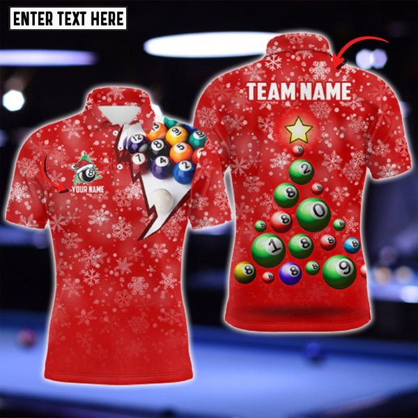 Maxcorners Personalized Christmas Tree Billiard Balls 3D Shirt