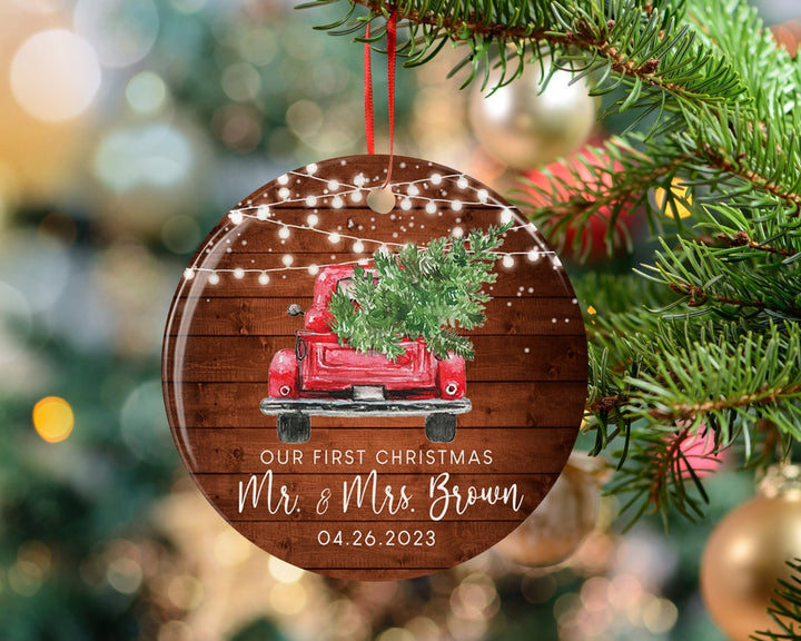 Custom Engagement Ornament, First Christmas Ornament, Mr and Mrs 2023 Ornament, Couples Gift, Married Ornament, Engaged Christmas Ornament