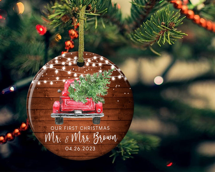 Custom Engagement Ornament, First Christmas Ornament, Mr and Mrs 2023 Ornament, Couples Gift, Married Ornament, Engaged Christmas Ornament