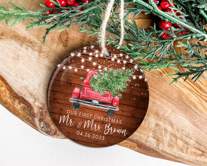 Custom Engagement Ornament, First Christmas Ornament, Mr and Mrs 2023 Ornament, Couples Gift, Married Ornament, Engaged Christmas Ornament