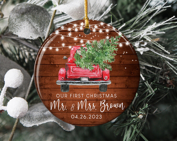 Custom Engagement Ornament, First Christmas Ornament, Mr and Mrs 2023 Ornament, Couples Gift, Married Ornament, Engaged Christmas Ornament