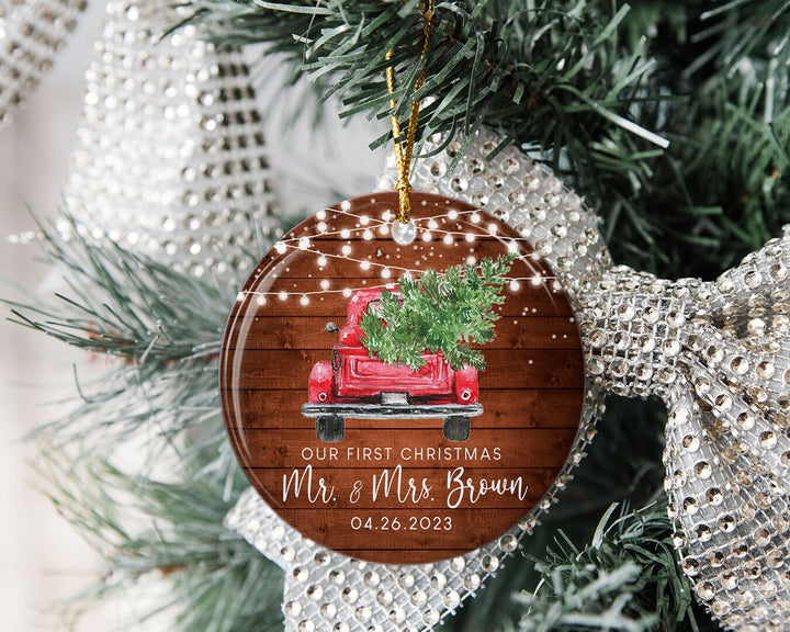 Custom Engagement Ornament, First Christmas Ornament, Mr and Mrs 2023 Ornament, Couples Gift, Married Ornament, Engaged Christmas Ornament