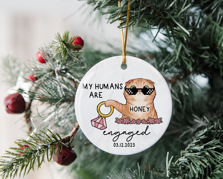 Custom Cat Engagement Ornament, Engaged Ornament, Engagement Gift, Couples Christmas Ornament, Anniversary Gift, My Humans Are Engaged