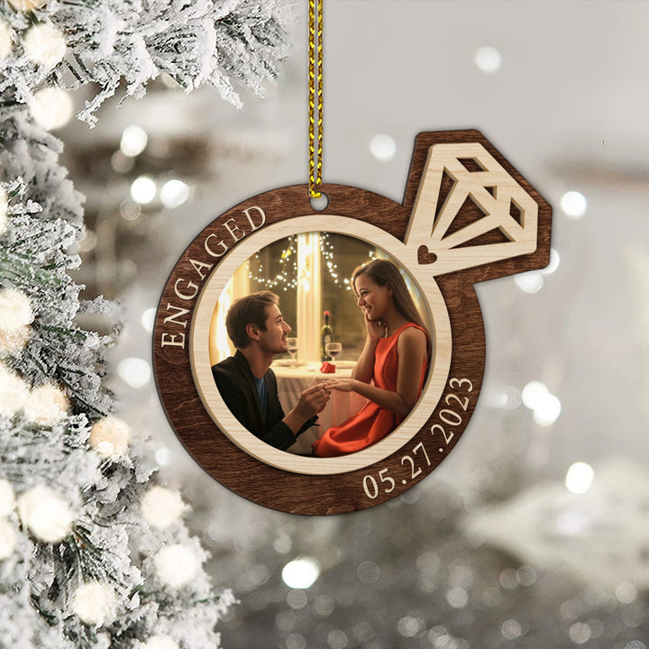 Personalized Engagement Ornament, Photo Ornament, Engaged Christmas Ornament, Engagement Gifts, First Christmas Ornament, Christmas Gift